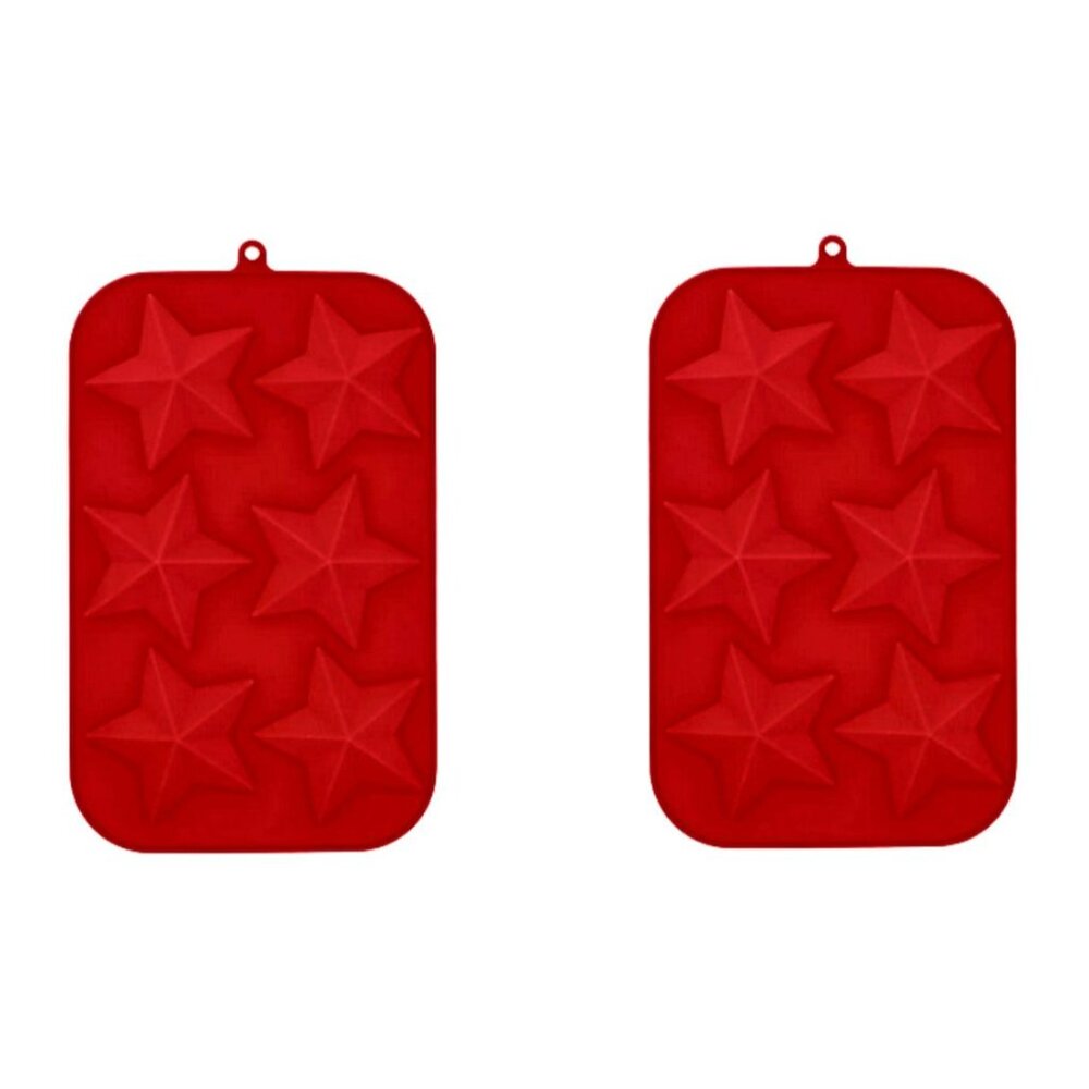 2 Red Stars Cookie Treat Molds, Patriotic 4th of July Holiday Party